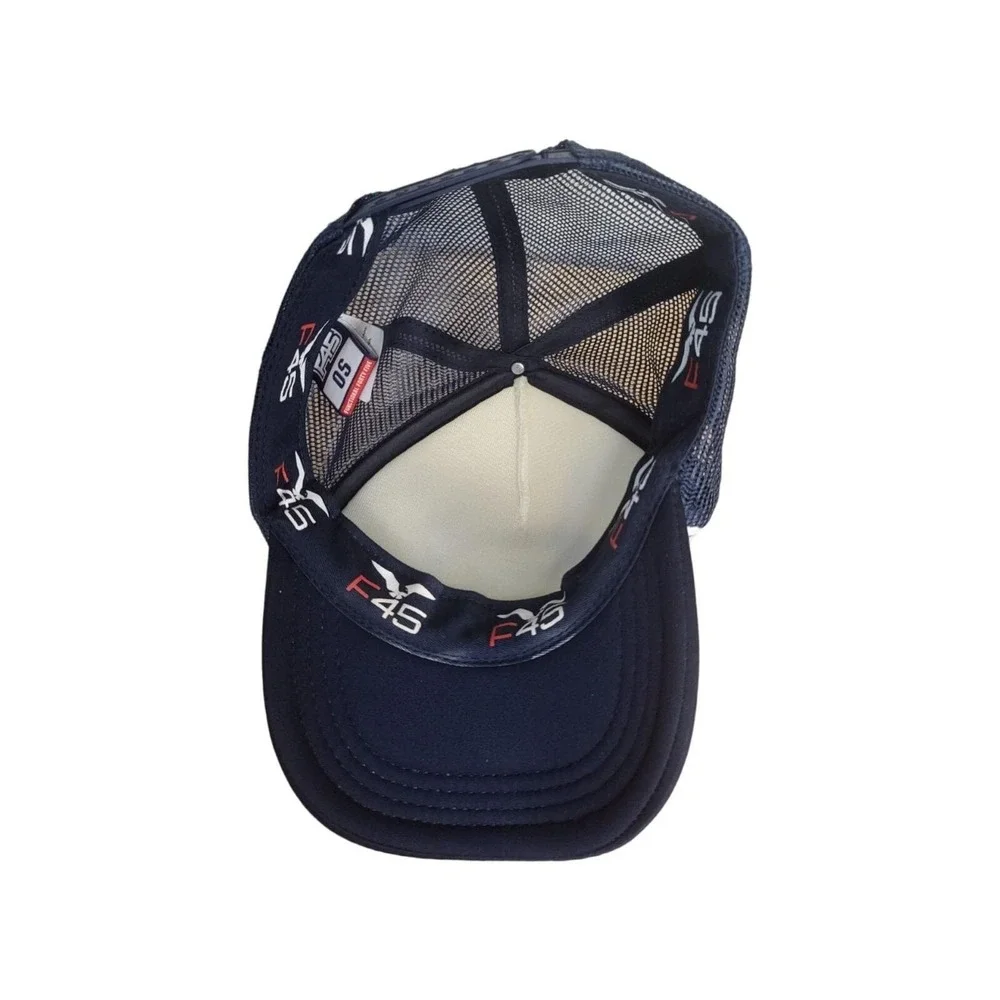 F45 Training‎ Trucker Hat OS White Blue Red Mesh Snapback Functional Fitness Cap
